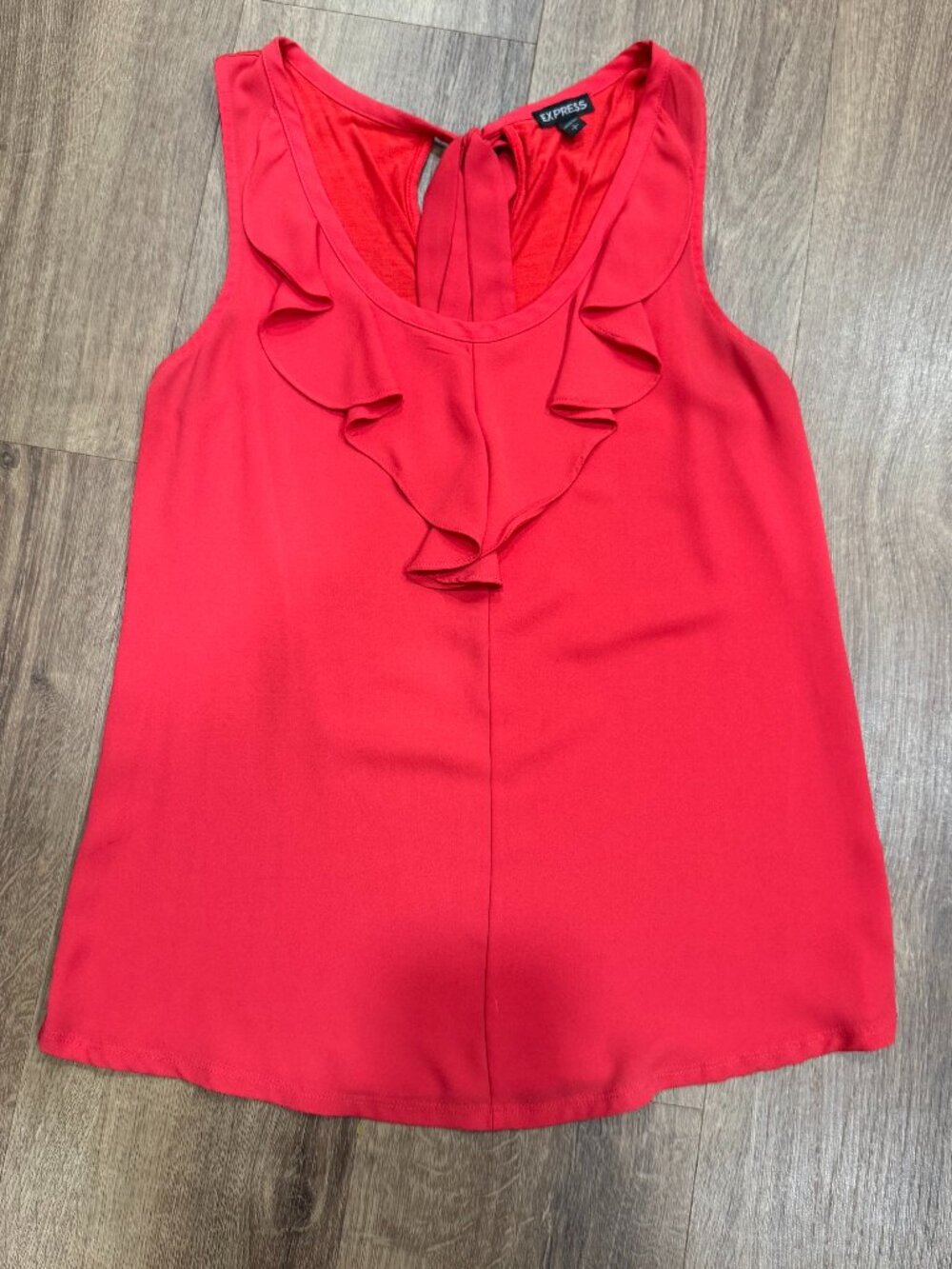Express Vibrant Ruffle Tie Neck Sleeveless Top S